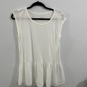 LOFT Women's Cream Peplum Blouse